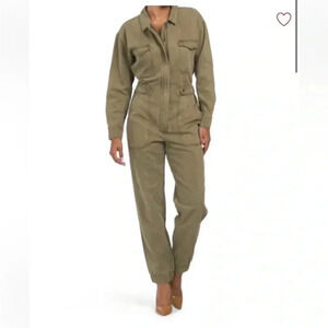 Free People Khaki Utility Jumpsuit